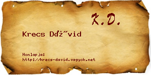 Krecs Dávid névjegykártya